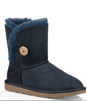 UGG BAILEY BUTTON II NAVY SUEDE SHEEPSKIN CLASSIC WOMEN UGG Bailey Button 2 Navy Suede Tan 3056 Women\'s Size 5 main image 1