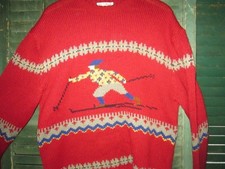 Jos A. Bank Clothiers Vintage 1990s Sweater Christmas Ski Knit Wool XL