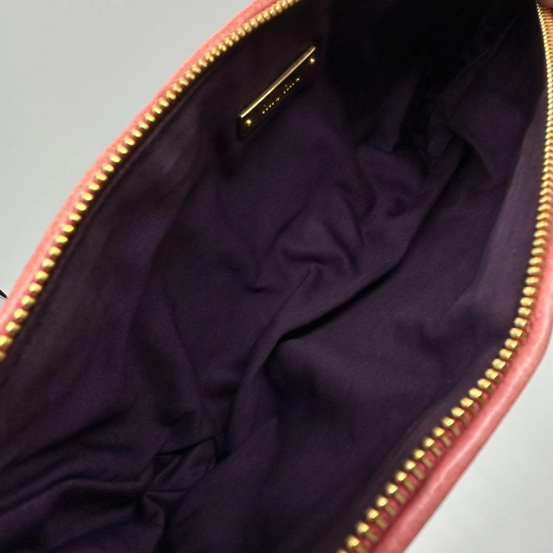 Pochette Miu Miu Matelass marsupio festa tela pelle rosa USATA originale #S2264