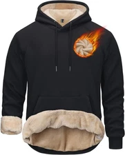 TACVASEN Men's Sherpa Lined Hoodies Pullover Heavy Thick Medium, 01 Black 