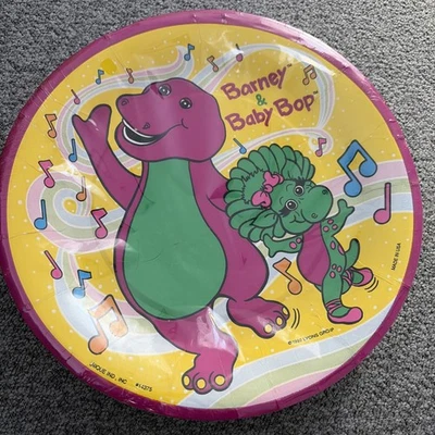Barney & Baby Bop Disposable Plates 7" 1992 The Lyons Group 8 Plates