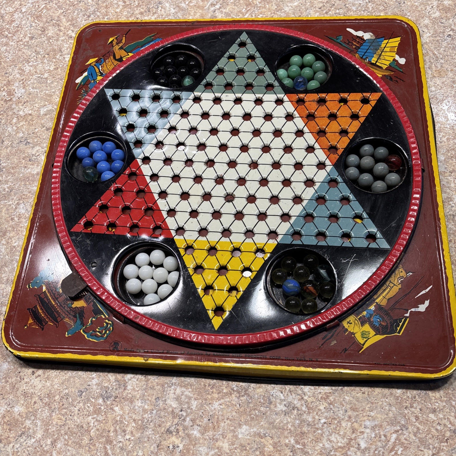 VTG Ranger Steel Marble Chinese Checkers metal rotating board, Less ...