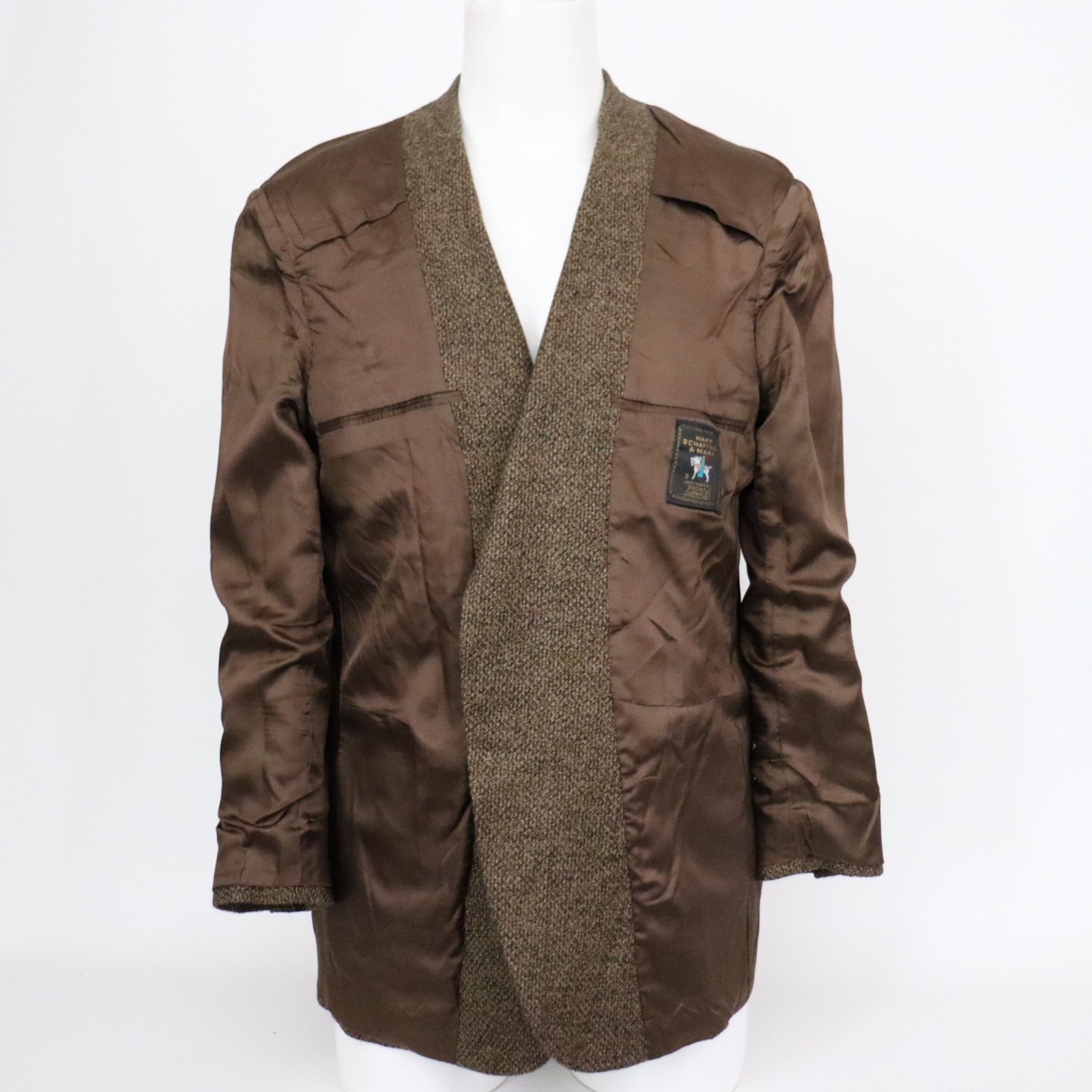 Hart Schaffner Marx Blazer Sport Coat Mens 42r Brown Tweed Jacket 2 Button