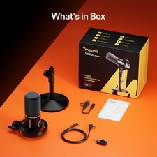 Hybrid Wireless Podcast Microphone XLR USB with Desktop Stand Noise Cancellation