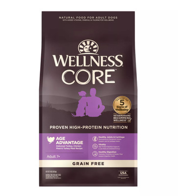 Wellness CORE Grain Free Senior Dry Dog Food   24 lb Bag, Natural