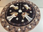 Vintage Hand Quilted Applique Christmas Angel Quilt Tree Skirt 45" round #183 — photo 2
