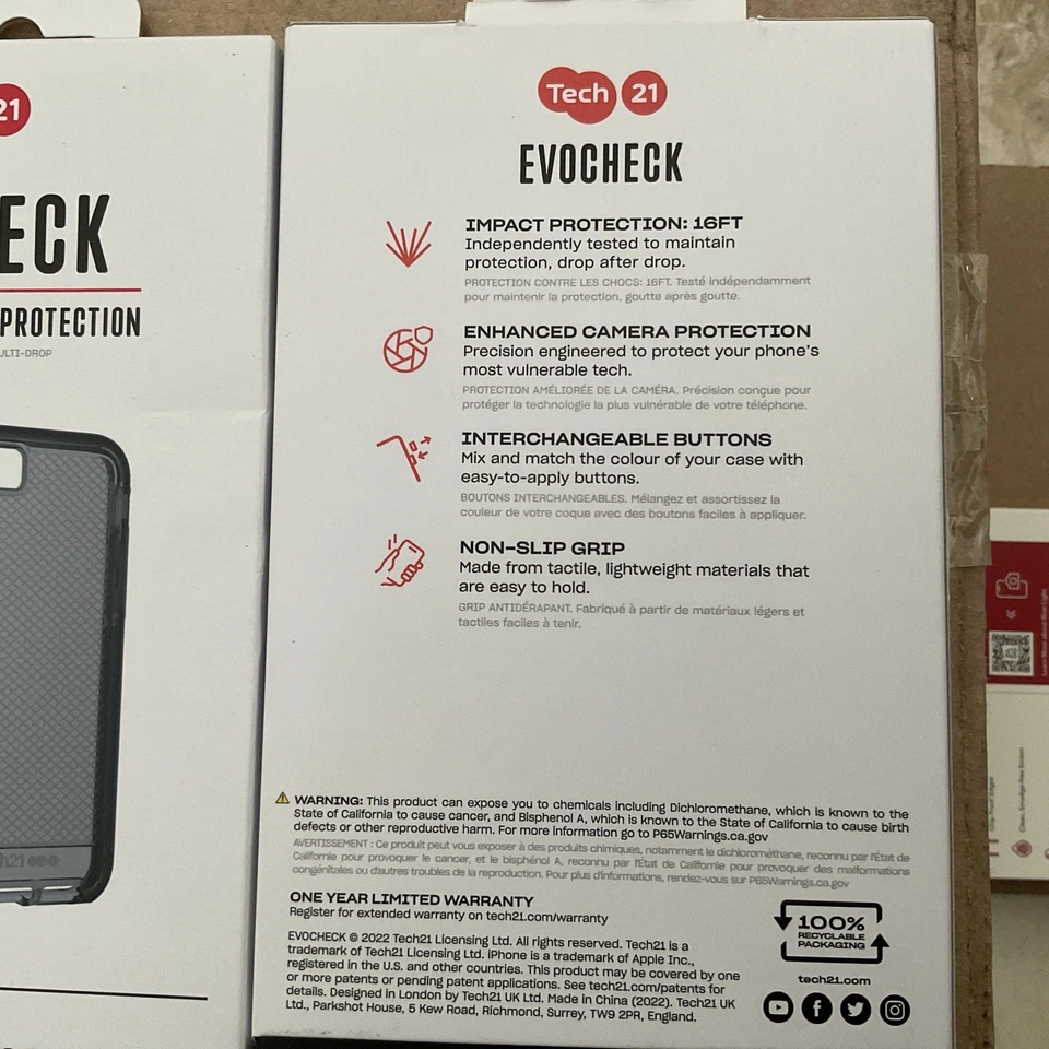 Tech21 Evo Check Smokey Black FlexShock Lightweight Case Cover for iPhone 7/8/SE - Image 2 of 3