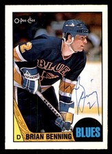 1987 OPC O-Pee-Chee Hockey #122 Brian Benning Signed Autograph (no COA) *d3