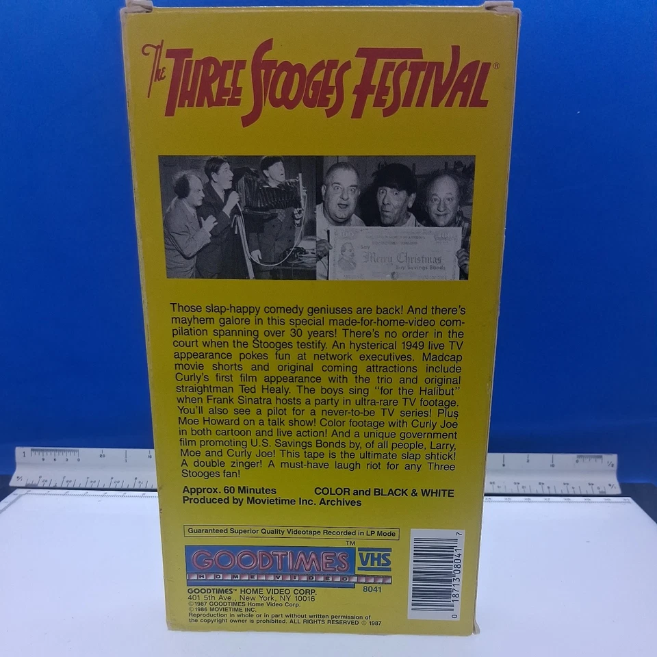 The Three Stooges Festival - A Special Video Version- VHS 1987 Moe, Larry, Curly - Image 2 of 2