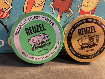 Reuzel Grease Medium Hold Pomade Lot Of Two. Green And Gold 3.38 Oz Each