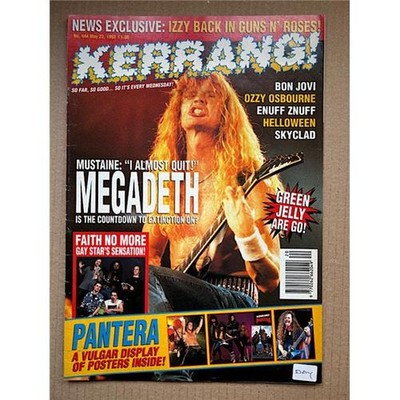 MEGADETH/PANTERA KERRANG NO.444 MAGAZINE MAY 22 1993 -  DAVE MUSTANE Cover with 