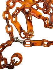 Vintage 70  s Acrylic Faux Tortoise Shell Amber Belt Chain Link 43  