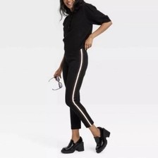 Women  s A New Day Side Zip Skinny Ankle Pants Black Stripe Accent Size 2 NWT