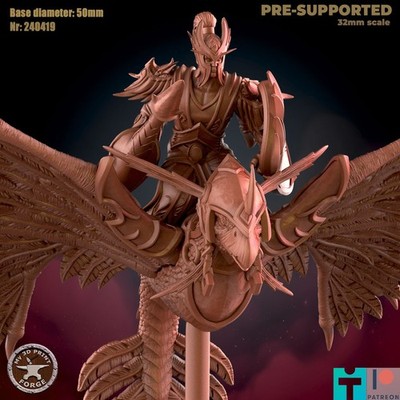 Blood Elf Dragonhawk Rider | 32mm Scale Unpainted Miniature for D&D, TTRPG