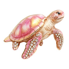 Sea Turtle Brooch Pin Crystal Enamel Animal Statement Ocean Nautical JewelryGift