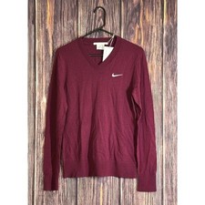 Nike Golf Sweater Womens M? Burgundy V-Neck Wool Blend New Custom Athlete NWT