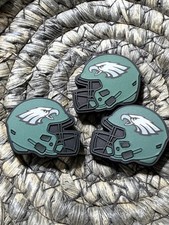 Silicone Focal Beads Beadable Pens Crafts DIY Eagles Football Helmets 3 Pcs