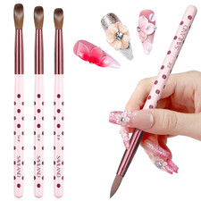 3PCS Acrylic Nail Brush Set Size 8/10/14 Pink Kolinsky Acrylic