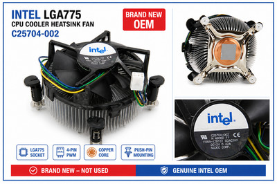 Intel LGA775 CPU Cooler Heatsink Fan C25704-002 4-Pin PWM New Genuine