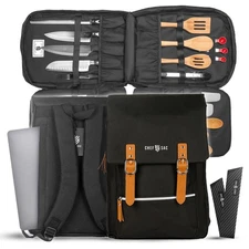 Vintage Chef Knife Backpack V4.0 | 30+ Pockets for Knives & Kitchen Utensils