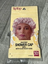 Vintage Bouffant Shower Cap Floral Print Vinyl Yellow Sealed In Package W13