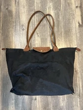 Longchamp Le Pliage Original Tote Bag in Black- REHAB Recycled Canvas Leather