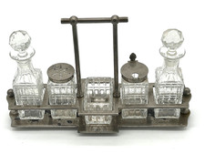Tolle ART DECO Menage 5er Set mit Glassalieren und tollem Gestell Sammlerst&uuml;ck