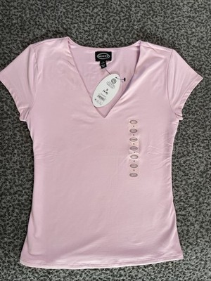 Scoop Women's Refined Contour V Neck Tee Size S (4-6) NEW Pink
