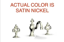 Phylrich Couronne Widespread Bathroom Faucet Cross Handles DeckMount SatinNickel