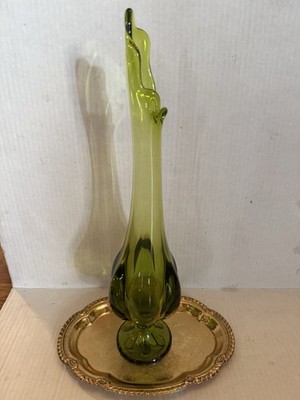 Viking Swung Vase Green 15  6 Petal Footed MCM