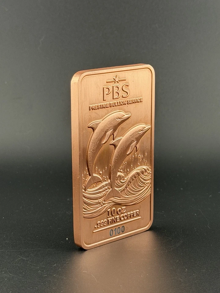 10 oz Kupferbarren .999 First Edition limitiert 100 Stück Delfin Seriennummer - Bild 2 von 4