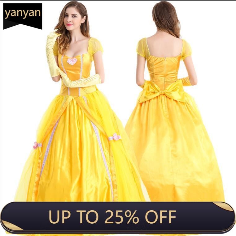 Mujer Halloween La Bella y la Bestia Bella Cosply Disfraz Vestido Conjunto