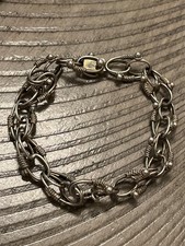 Antique Etruscan 800 silver canetille filigree charm bracelet 080325cD@