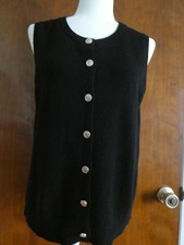 Bloomingdale's 100 Cashmere Button Front Sweater Vest Black XS S M XL 178 NWT