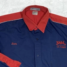 Vintage Cintas Workwear Shirt Mens XL Red Blue Distressed Long Sleeve Grunge