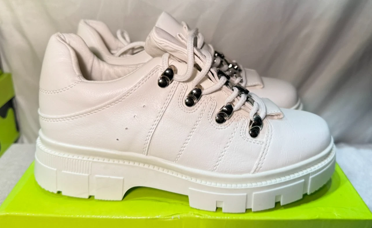 Koi Kids White Trainers UK 3 / EU 35 Lil Rimo Faux Leather Lace Up Skulls