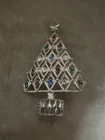 Vtg SIGNED EISENBERG ICE CHRISTMAS SILVER TREE BROOCH PIN