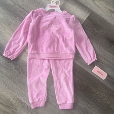 Juicy Couture Girls' Track Suit Hoodie Set Velour Jogger Size 3T Months Pink NEW