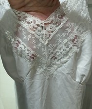 VTG LORRAINE Lingerie Camisole White Tank Lace Nylon Top Cami Slip TALL 42 XL