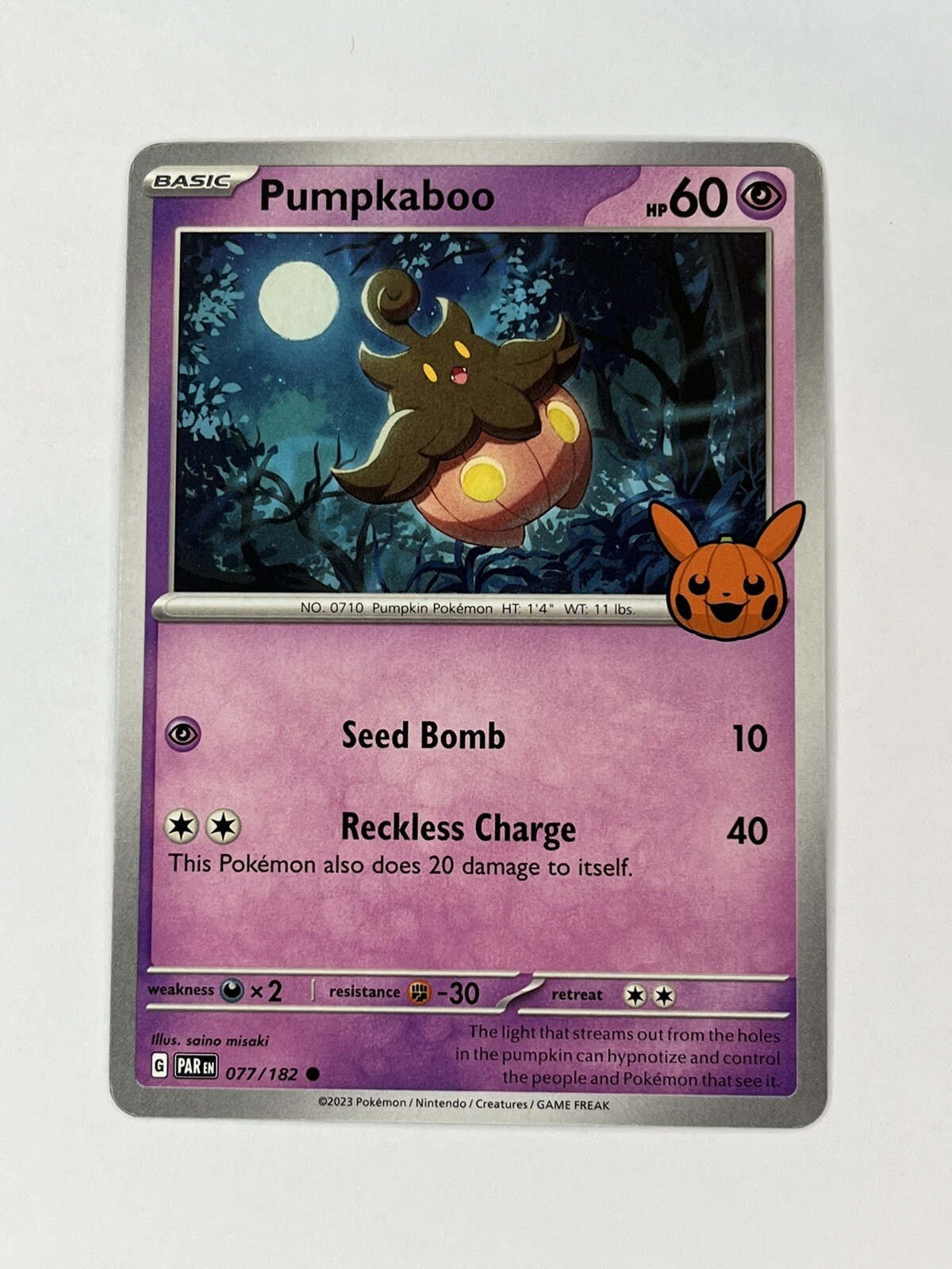 Pokémon TCG Halloween Trick Or Trade 2024 Pumpkaboo #77/182 Regular Common