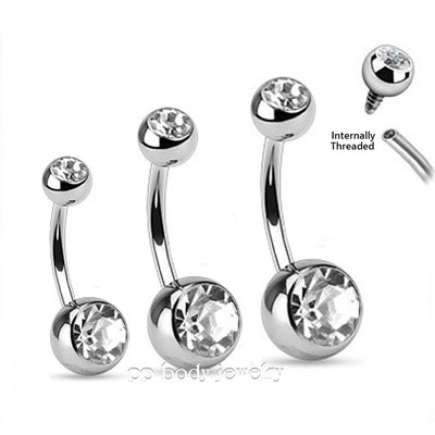 Belly Ring Pink Gem Internally Threaded Simple Belly Ring Belly Button Piercings - 316L Stainless Steel - Body Candy