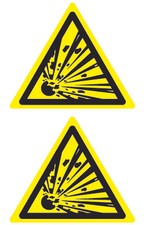 2x Aufkleber Warnung vor explosionsgefährlic...