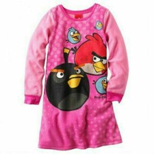  32 NWT  FLEECE  ANGRY BIRDS Sz 10/12 BIG GIRLS PINK Pajamas Gown NEW