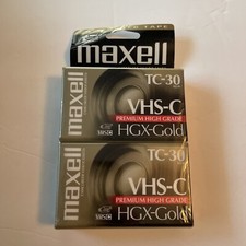 Maxell VHS-C TC-30 HGX-Gold 2 pack Premium High Grade Video Tapes Factory Sealed