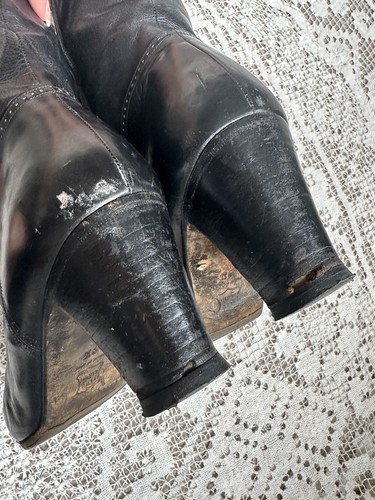 Ferragamo 1960’s Vintage Black Leather Mod GoGo Knee High Boots US Size 9.5 - Picture 13 of 18