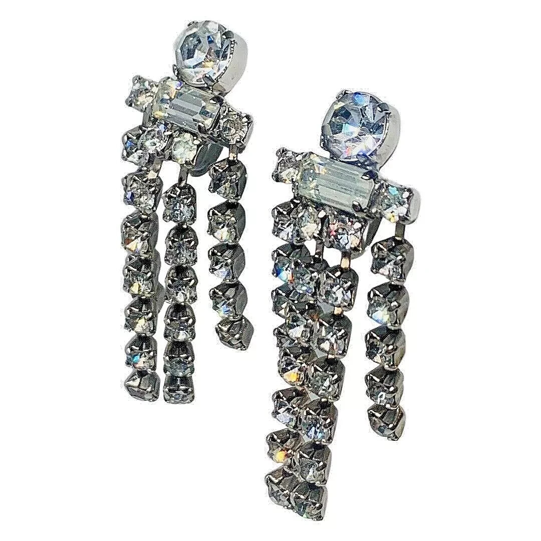 Rhinestone  Earrings Formal Dangle Statement Wedd… - image 9