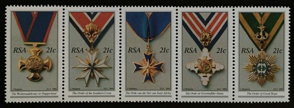 Sudáfrica/RSA 1990, órdenes nacionales, SG 718a, Mi 808-812, inquilino MNH** 