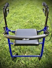 Drive Medical R726BL 4 Wheel Walker with Folding Back and Padded Seat - Blue