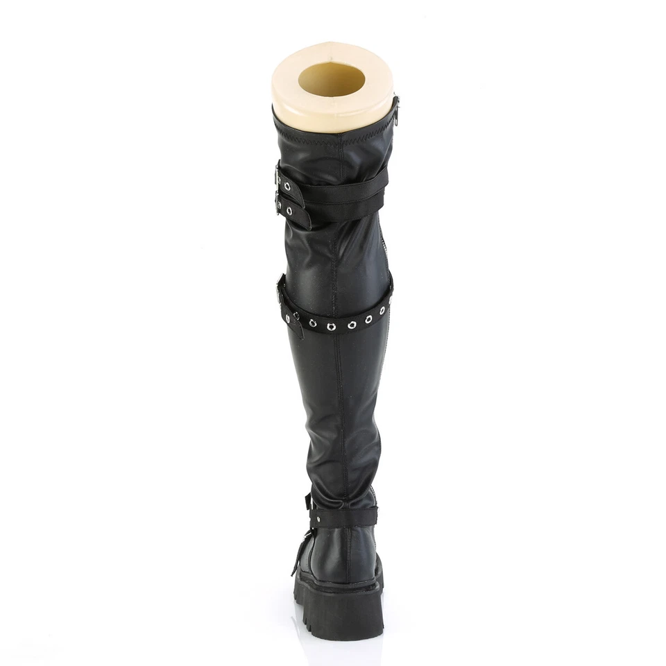 Botas DEMONIA RENEGADE-320 para mujer de 2" con plataforma en niveles con cordones sobre la rodilla Foto 3 de 4