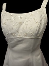 Oleg Cassini David Bridal Wedding Dress Style 2165BX size 14 White Buttons 